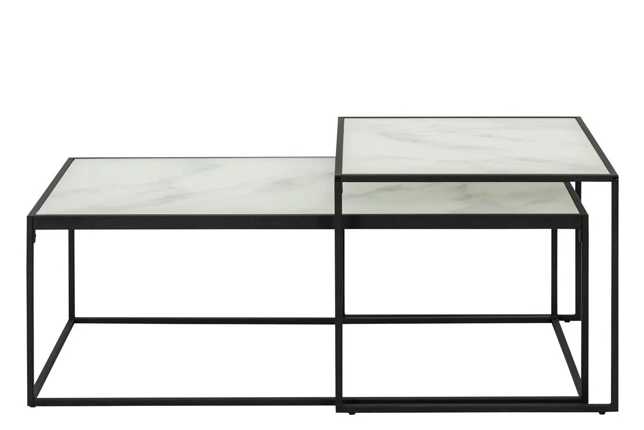2 Sohvapöydän Sarja Bolton, Valkoinen/musta 2 2 Sohvapöydän Sarja Bolton, Valkoinen/musta - Image 2