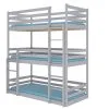 ADRK Furniture Tedro -3-kerrossänky Lapsille, 210 X 97 X 208 Cm, Harmaa