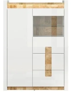 Black Red White Alameda -vitriinikaappi, Valkoinen Kiiltävä/tammi