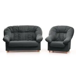 Aleksandra 2 + 1 Pehmustettu Huonekalusarja, , Must 0101, Jalad - Pöök