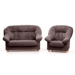 NORE Kalusteet Myymälä 12 Aleksandra 2 + 1 Pehmustettu Kalustesarja, Tummanruskea 8041, , Tumepruun 8041, Jalad - Pöök