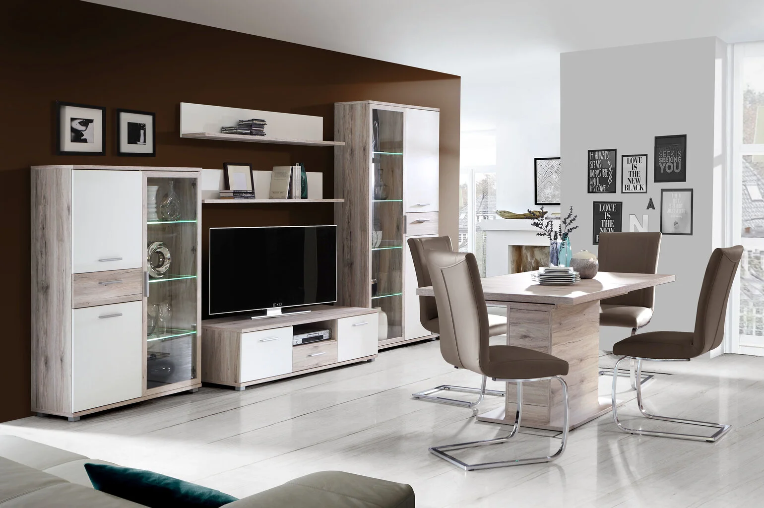 Forte Beach-II-vitriinikaappi, Tammi-valkoinen 2 Forte Beach-II-vitriinikaappi, Tammi-valkoinen - Image 2