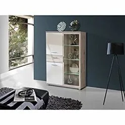 Forte Beach-II-vitriinikaappi, Tammi-valkoinen