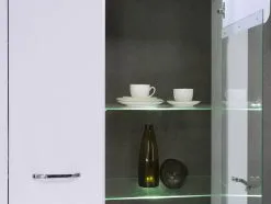 Forte Brugia-II-vitriinikaappi, Valkoinen-valkoinen Korkeakiiltoinen-tummanharmaa -NORE Kalusteet Myymälä brugia ii vitriinikaappi valkoinen valkoinen korkeakiiltoinen tummanharmaa 6379e netistai reference