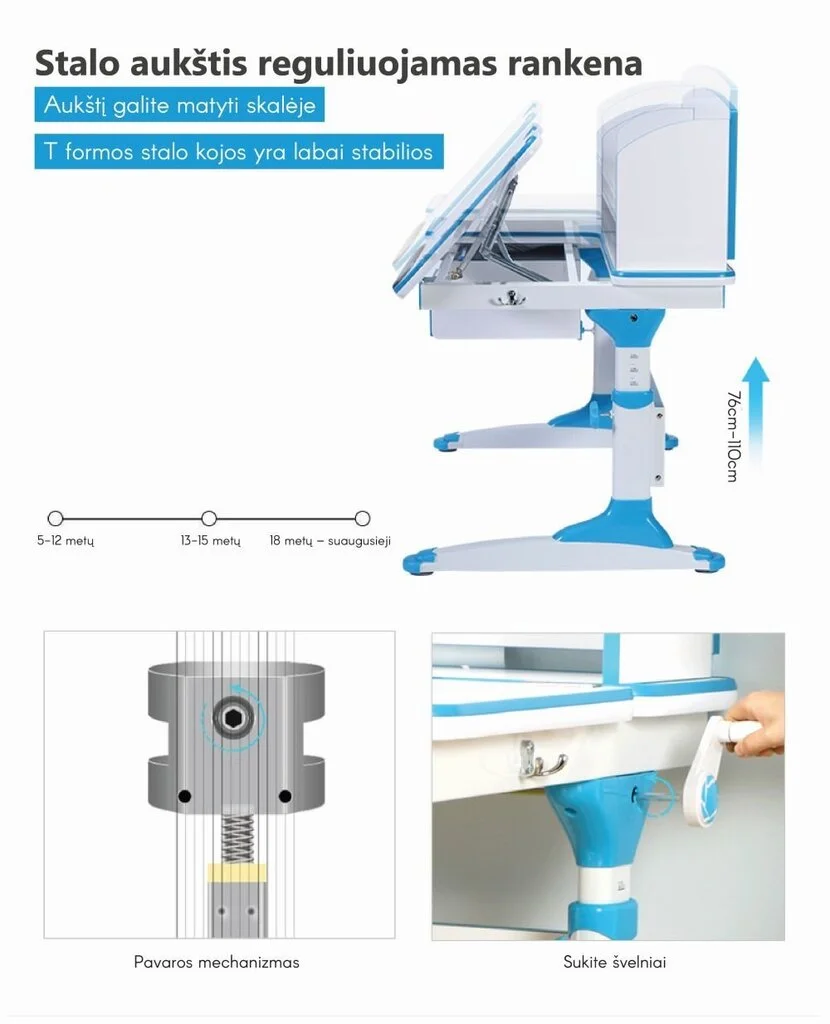 Ergonominen Työpöytä IStudy C120, Sininen 2 Ergonominen Työpöytä IStudy C120, Sininen - Image 2