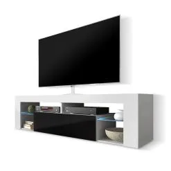 Selsey Hugo LED TV-pöytä, Valkoinen/musta