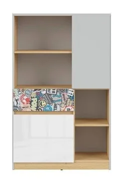 Black Red White Hylly BRW Nandu 2D1S, Harmaa/valkoinen