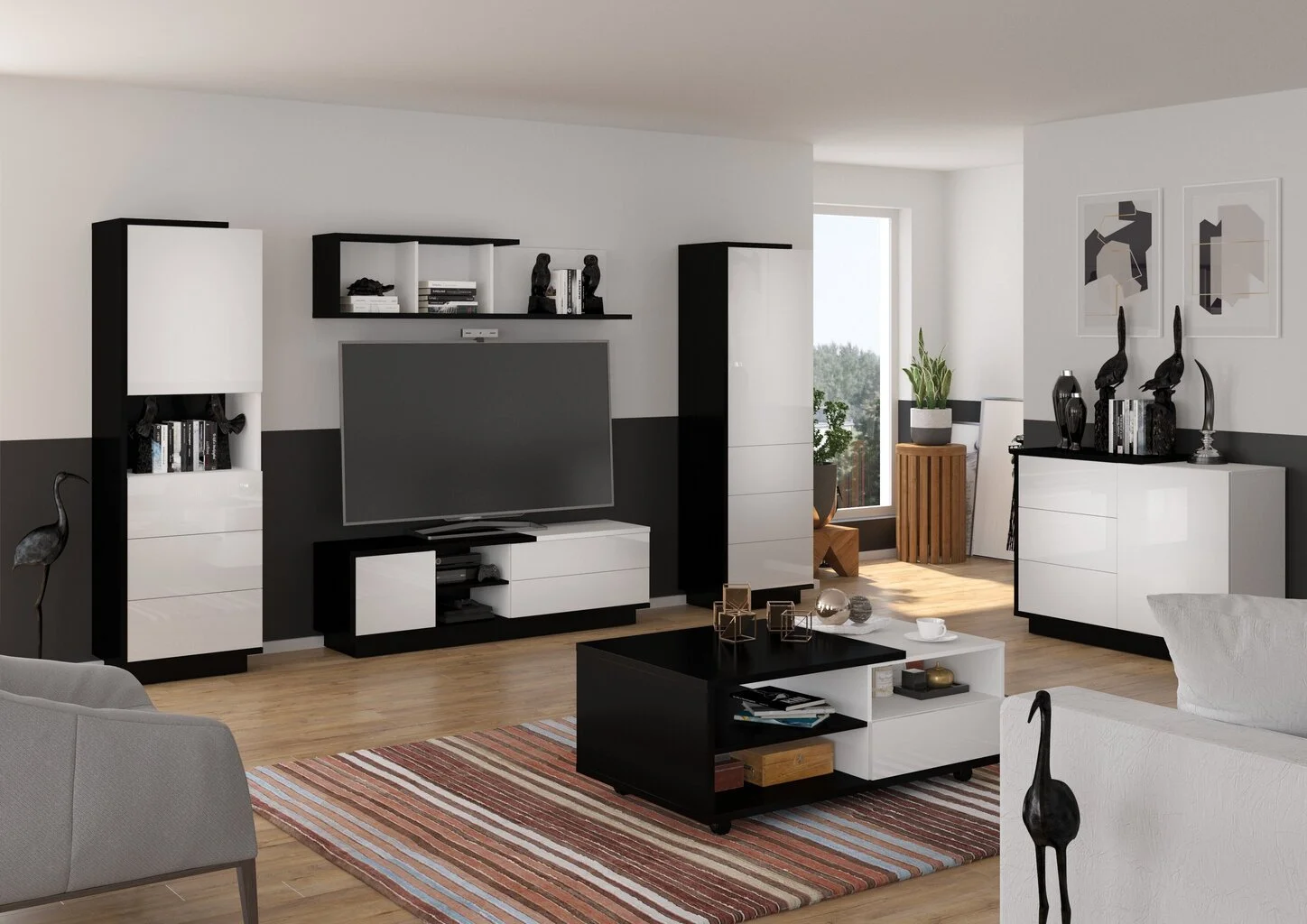 Hylly Meblocross Hybrid Hyb-13 1D3S, Musta/valkoinen 2 Hylly Meblocross Hybrid Hyb-13 1D3S, Musta/valkoinen - Image 2