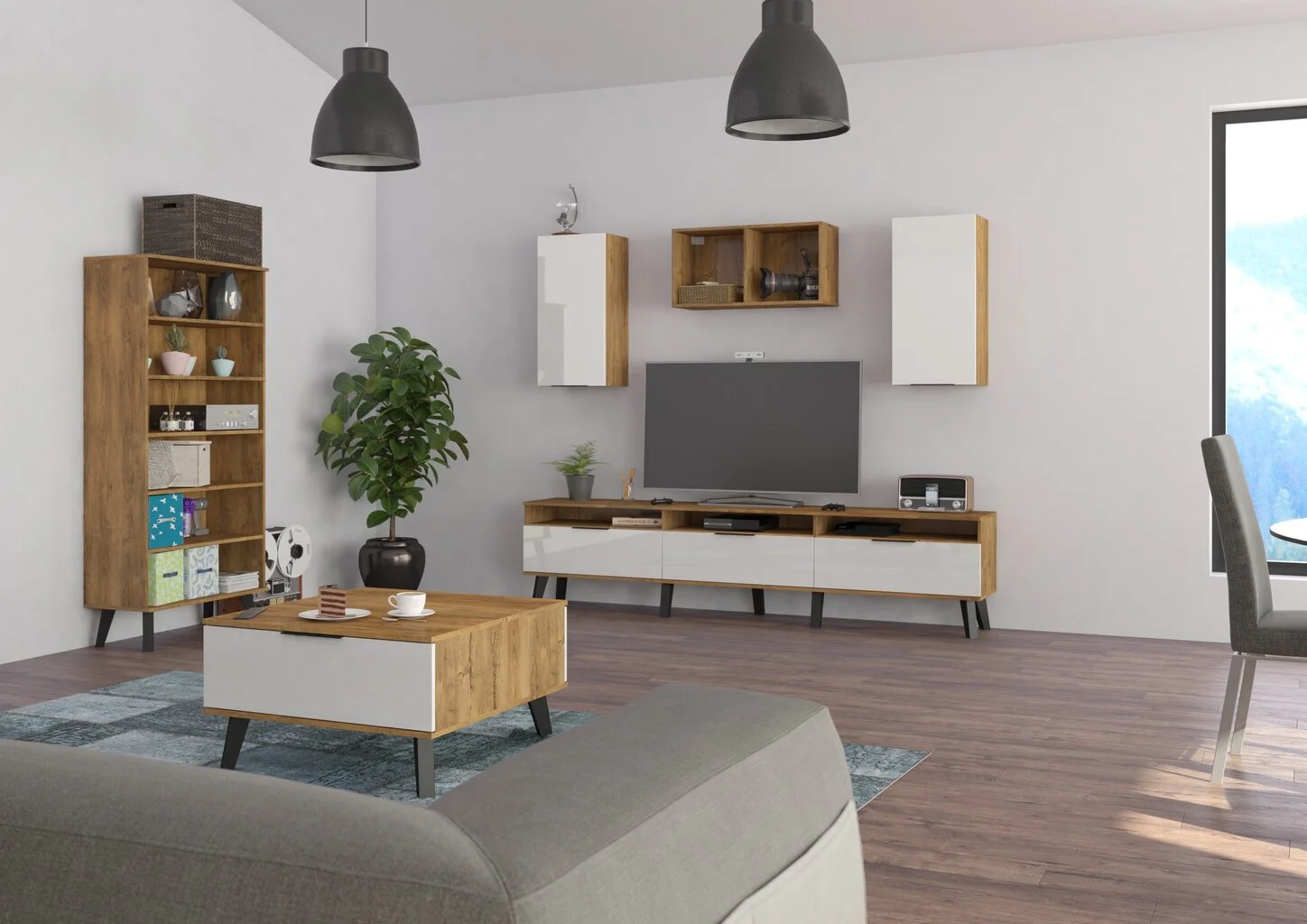 Hylly Meblocross Sven, Tumma Tammen Väri 3 Hylly Meblocross Sven, Tumma Tammen Väri - Image 3