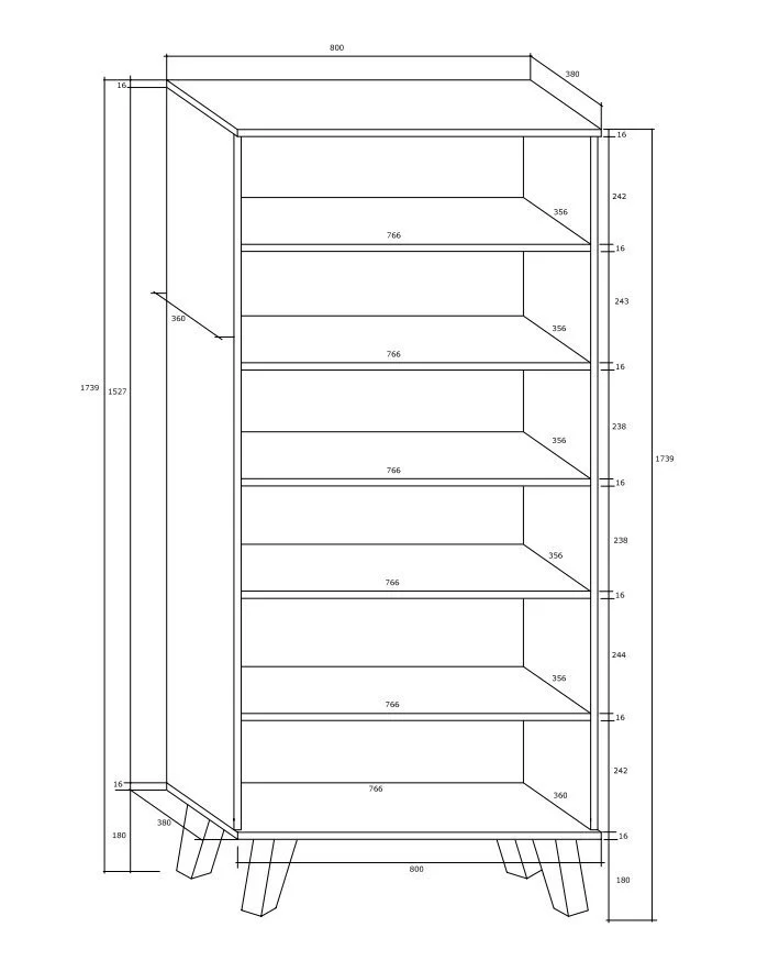 Hylly Meblocross Sven, Tumma Tammen Väri 2 Hylly Meblocross Sven, Tumma Tammen Väri - Image 2