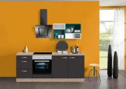 Jaka Optikompakt Faro -keittiökalustesarja, 210 Cm, Harmaa / Antrasiitti / Valkoinen / Sininen