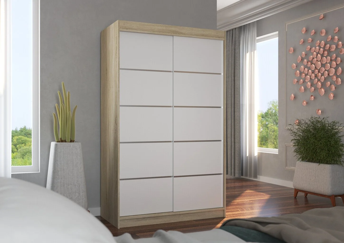 Kaappi ADRK Furniture Benisso, Tammi/valkoinen 2 Kaappi ADRK Furniture Benisso, Tammi/valkoinen - Image 2