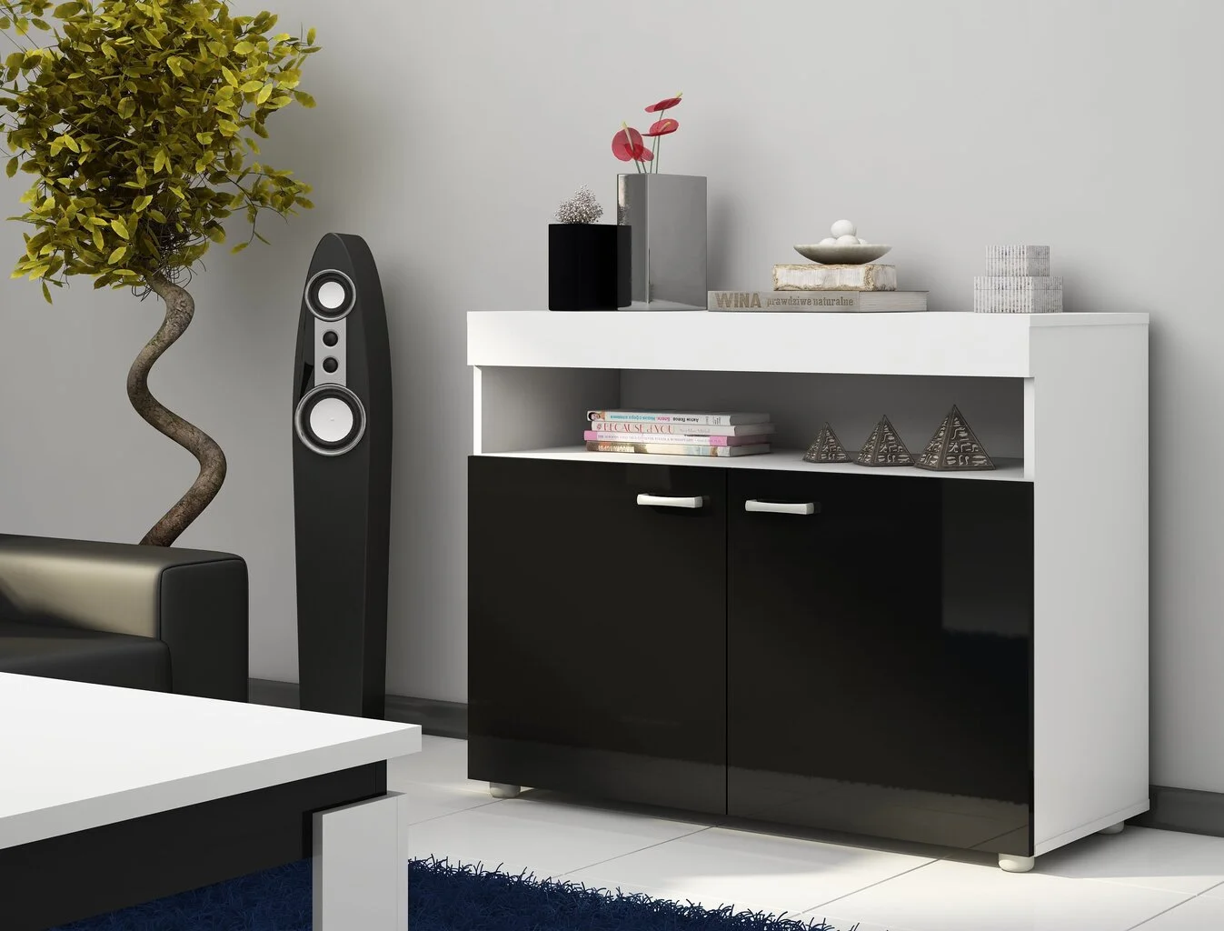 Meblocross Kaappi Max 01, Valkoinen/musta 1 Meblocross Kaappi Max 01, Valkoinen/musta