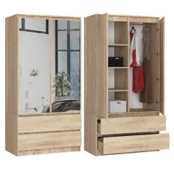 Kaappi NORE S90 Peilillä, Tammen Sävy