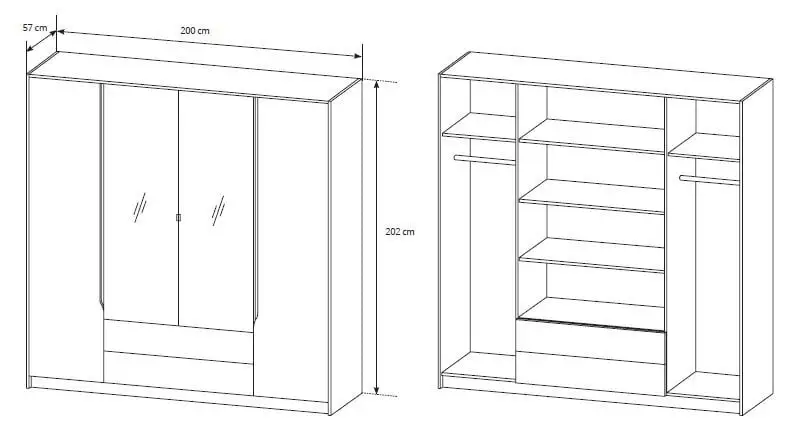 Laski Meble Kaappi Sega, Valkoinen/musta 3 Laski Meble Kaappi Sega, Valkoinen/musta - Image 3