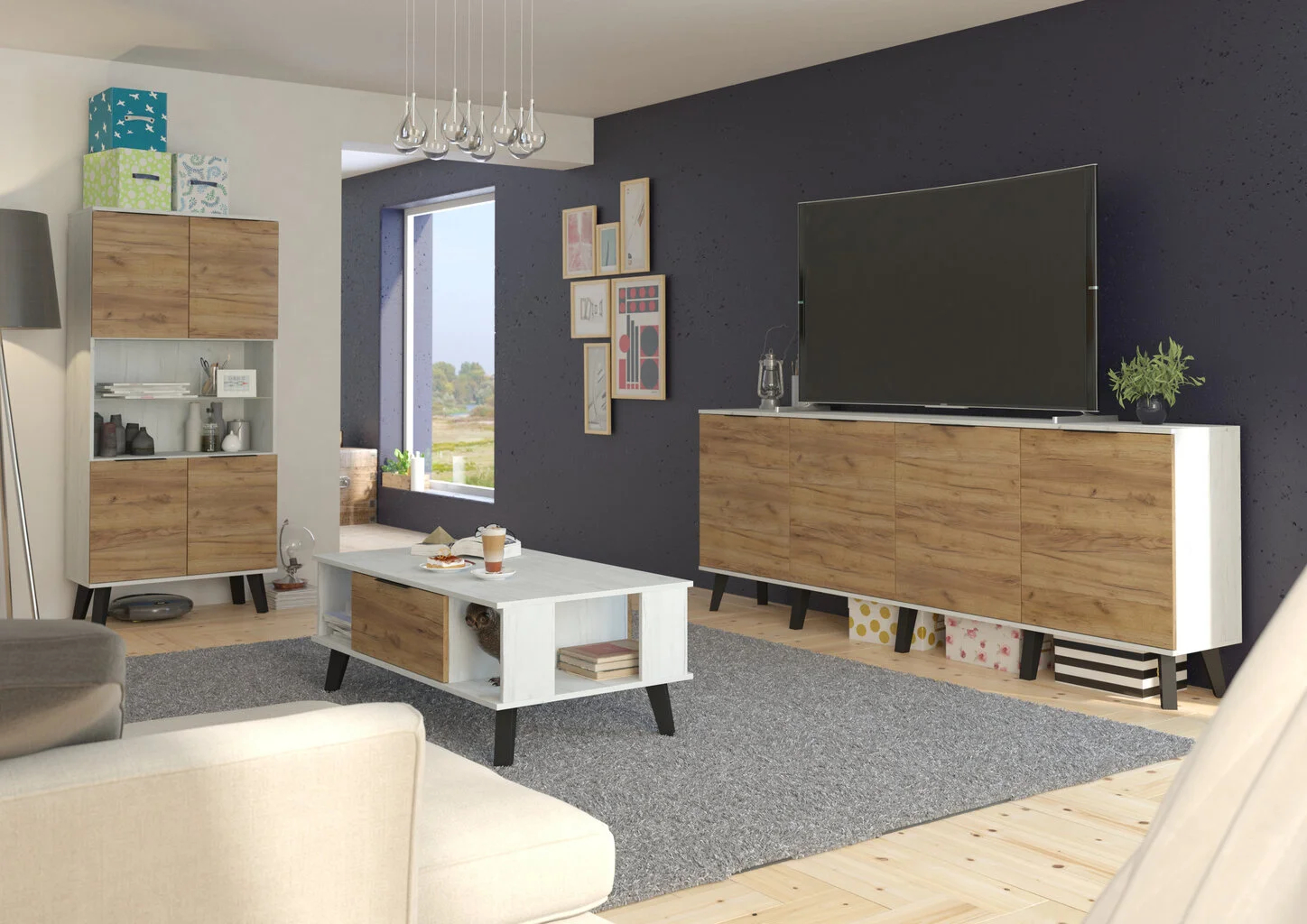 Meblocross Kaappi Sven 2D3S, Valkoinen/ruskea 5 Meblocross Kaappi Sven 2D3S, Valkoinen/ruskea - Image 5