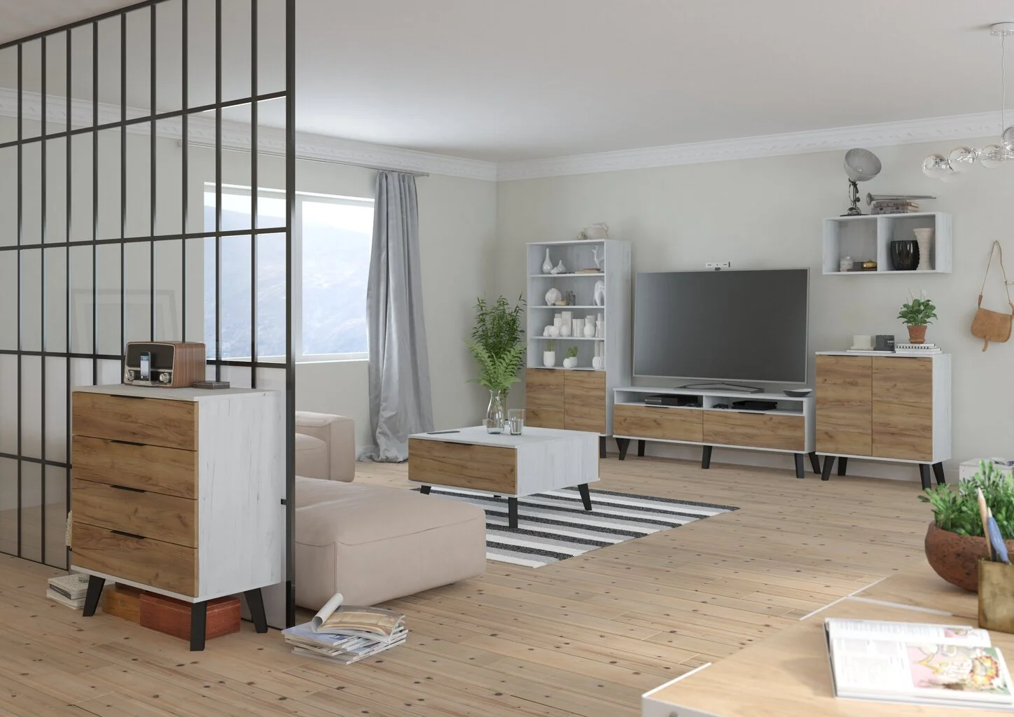 Meblocross Kaappi Sven 2D3S, Valkoinen/ruskea 6 Meblocross Kaappi Sven 2D3S, Valkoinen/ruskea - Image 6