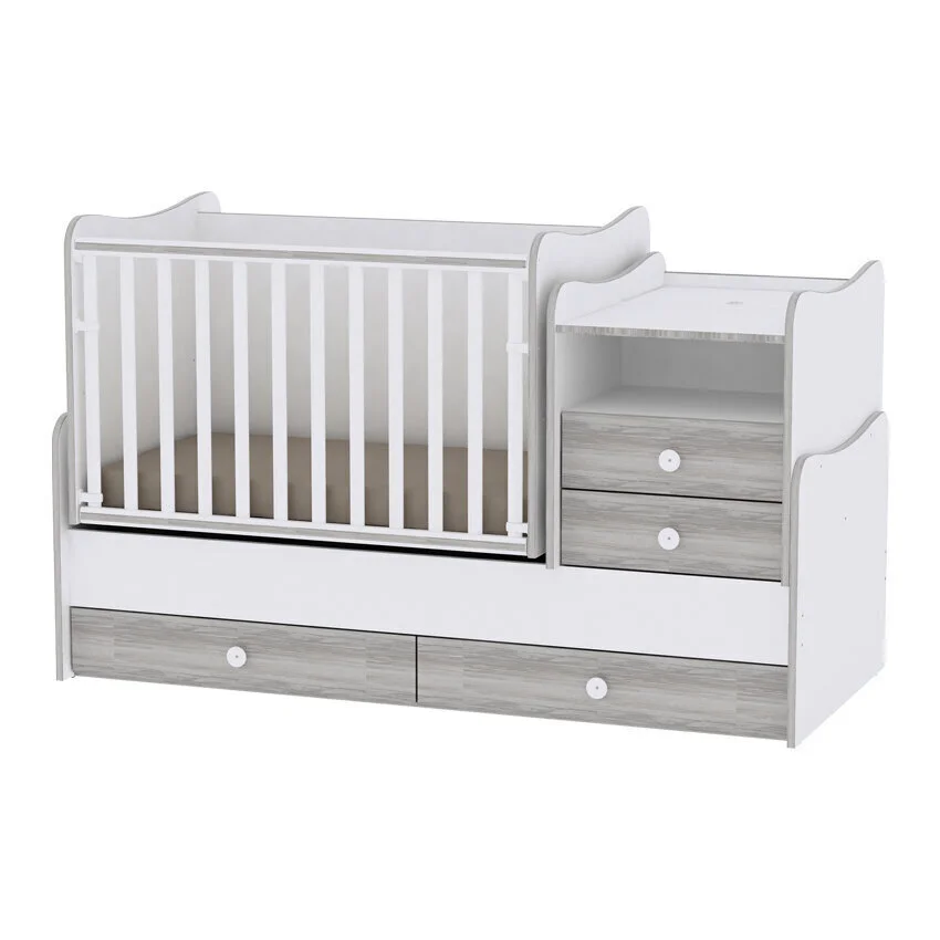 Kasvava Sänky Lipastolla Lorelli Combo, 110x62, Valkoinen/harmaa 1 Kasvava Sänky Lipastolla Lorelli Combo, 110x62, Valkoinen/harmaa