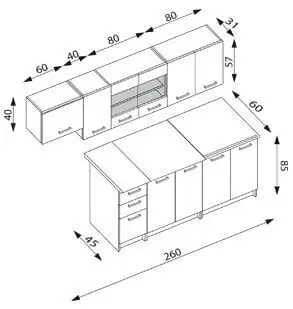 Halmar Keittiö Perla 260 Cm, Artisan Tammi/tummanharmaa 2 Halmar Keittiö Perla 260 Cm, Artisan Tammi/tummanharmaa - Image 2
