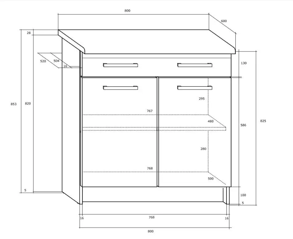 Meblocross Keittiökaappi Polo 2 S80_1SZ, Tammi/ruskea 2 Meblocross Keittiökaappi Polo 2 S80_1SZ, Tammi/ruskea - Image 2