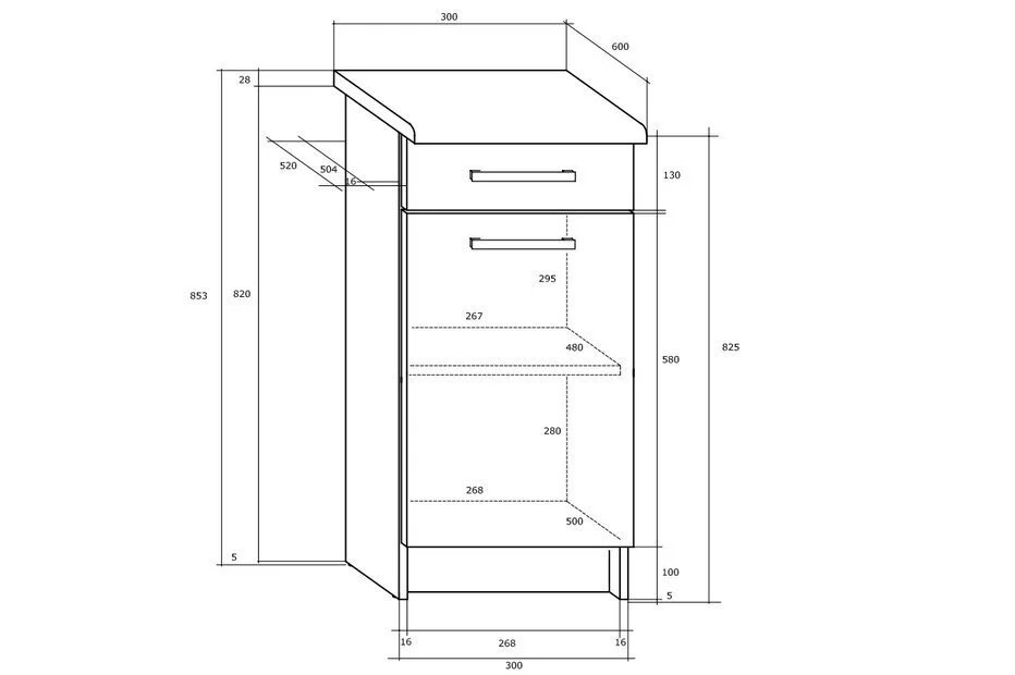 Meblocross Keittiökaappi Polo S30_1SZ, Tammi 2 Meblocross Keittiökaappi Polo S30_1SZ, Tammi - Image 2