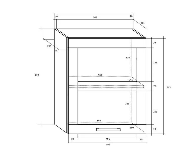 Meblocross Keittiökaappi Polo W60PN, Tammi 2 Meblocross Keittiökaappi Polo W60PN, Tammi - Image 2