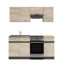 Black Red White Keittiökalustesarja BRW Junona Line 170, Ruskea/tammi