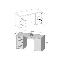 Forte Kirjoituspöytä MT926, Valkoinen/tammi -NORE Kalusteet Myymälä kirjoituspoyta mt926 valkoinentammi 4d935 palaute reference