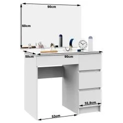 NORE Kosmetiikkapöytä T6/SL, Oikea, Valkoinen -NORE Kalusteet Myymälä kosmetiikkapoyta t6sl oikea valkoinen d67b0 netistai reference