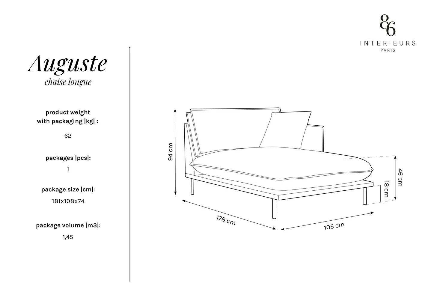 Kušett Interieurs86 Auguste, Musta 6 Kušett Interieurs86 Auguste, Musta - Image 6