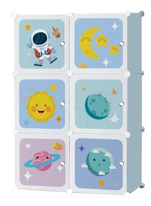 Lasten Vaatekaappi Kosmos 6, Valkoinen 1 Lasten Vaatekaappi Kosmos 6, Valkoinen