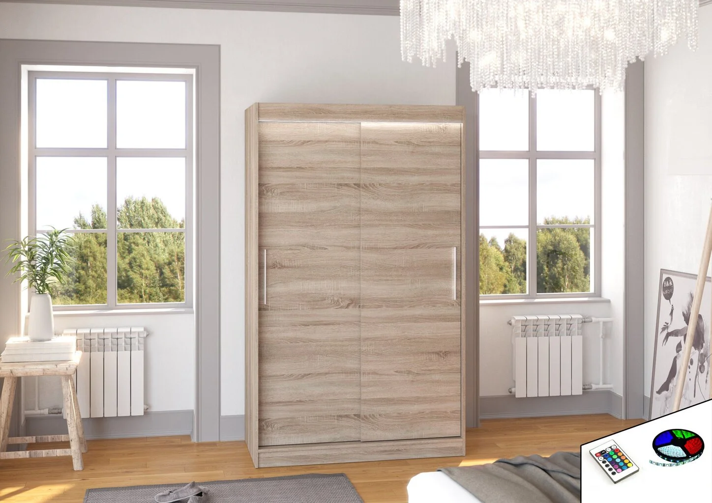 LED-valaistuskaappi ADRK Furniture Collin, Ruskea 4 LED-valaistuskaappi ADRK Furniture Collin, Ruskea - Image 4