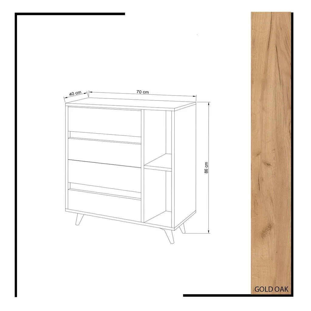 Lipasto Kalune Design Tsela, Valkoinen/ruskea 4 Lipasto Kalune Design Tsela, Valkoinen/ruskea - Image 4