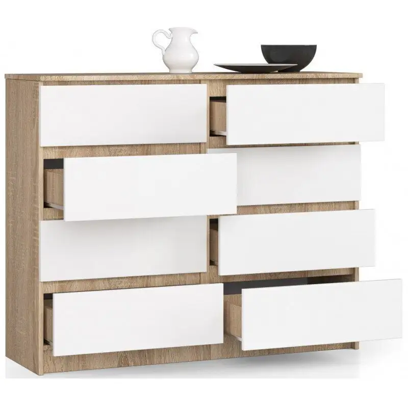 Lipasto NORE K120 8 Laatikolla, Tammen Väri / Valkoinen. 2 Lipasto NORE K120 8 Laatikolla, Tammen Väri / Valkoinen. - Image 2