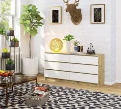 Lipasto NORE K160 6, Ruskea / Valkoinen -NORE Kalusteet Myymälä lipasto nore k160 6 ruskea valkoinen b65ce netistai reference