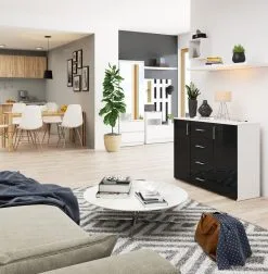 Lipasto Nore K45, Valkoinen/tummanharmaa -NORE Kalusteet Myymälä lipasto nore k45 valkoinen tummanharmaa 54b78 osta reference