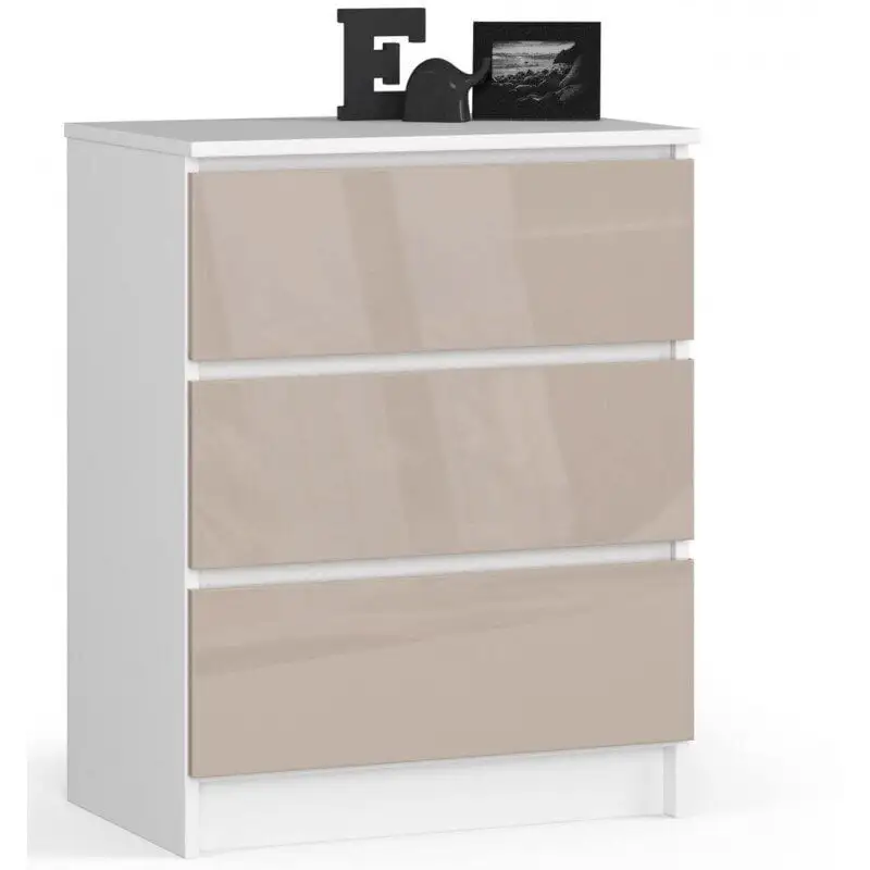 Lipasto NORE K60 3 Laatikolla, Valkoinen/beige 1 Lipasto NORE K60 3 Laatikolla, Valkoinen/beige