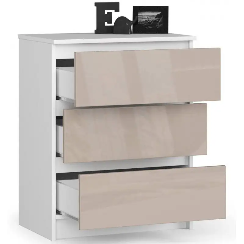 Lipasto NORE K60 3 Laatikolla, Valkoinen/beige 2 Lipasto NORE K60 3 Laatikolla, Valkoinen/beige - Image 2