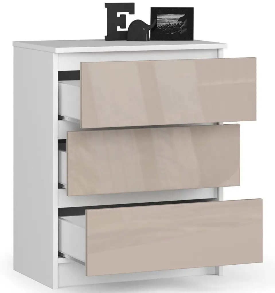 Lipasto NORE K60 3 Laatikolla, Valkoinen/beige 5 Lipasto NORE K60 3 Laatikolla, Valkoinen/beige - Image 5