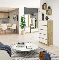 Lipasto NORE K60 5, Ruskea / Valkoinen. -NORE Kalusteet Myymälä lipasto nore k60 5 ruskea valkoinen 4d9d9 netistai reference