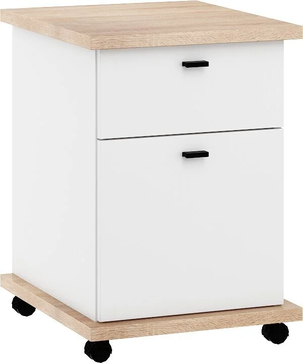 Lipasto Pyörillä Meblocross Cross Cro-09 1D1S, Musta/valkoinen 1 Lipasto Pyörillä Meblocross Cross Cro-09 1D1S, Musta/valkoinen