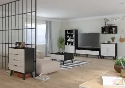 Meblocross Lipasto Sven 4D, Musta/valkoinen -NORE Kalusteet Myymälä lipasto sven 4d mustavalkoinen 6d241 osta reference