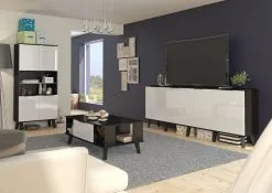 Meblocross Lipasto Sven 4D, Musta/valkoinen -NORE Kalusteet Myymälä lipasto sven 4d mustavalkoinen cd7c9 halvempi reference