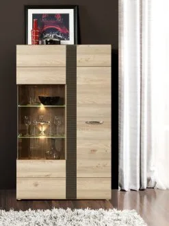 Forte Locarno II Vitriini, Tammi/harmaa -NORE Kalusteet Myymälä locarno ii vitriini tammiharmaa 009e3 netistai reference