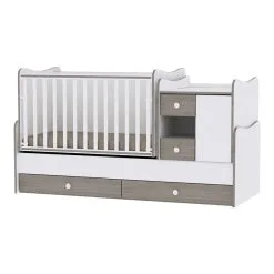 Lorelli Mini Max New Lapsen Mukana Kasvava Sänky Ja Laatikosto, 120 X 60, Valkoinen / Tummanruskea