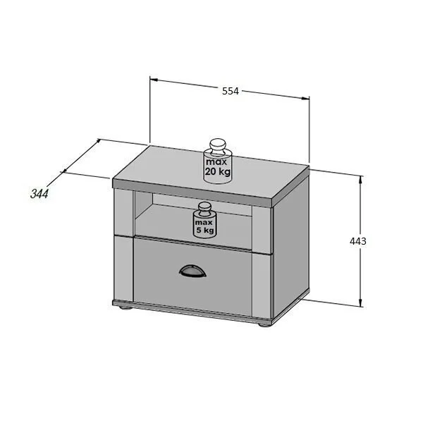 Forte Marida Yöpöytä, Valkoinen 4 Forte Marida Yöpöytä, Valkoinen - Image 4