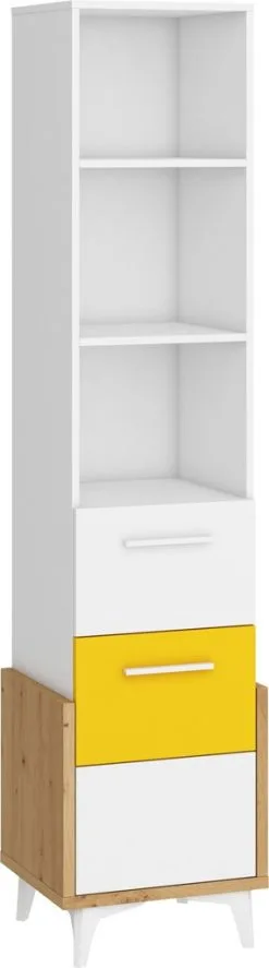 Meblocross Hey 14 Hyllykkö, Valkoinen/keltainen