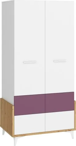 Meblocross Hey 20 Vaatekaappi, Valkoinen/liila