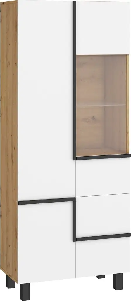 Meblocross Lars 13 3D Vitriini, Valkoinen/tummanruskea 1 Meblocross Lars 13 3D Vitriini, Valkoinen/tummanruskea