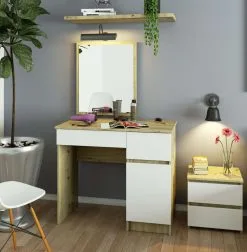 NORE Meikkipöytä Peilillä 50x60 Cm, Artisan-tammi/valkoinen -NORE Kalusteet Myymälä meikkipoyta peililla 50x60 cm artisan tammivalkoinen 85d24 netistai reference